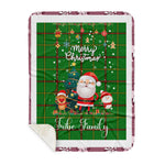 Personalized Gift Tartan Plaid Blanket Clan Tribe of Mar With Funny Santa Snowman Reindeer Merry Christmas Gift Sherpa Blanket, blue plaid sherpa blanket,blue tartan sherpa blanket,Buchan,buffalo plaid sherpa blanket,christmas sherpa blanket,Christmas Throw Blanket