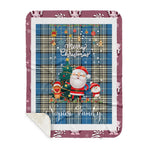 Personalized Gift Tartan Plaid Blanket Clan Napier Ancient With Funny Santa Snowman Reindeer Merry Christmas Gift Sherpa Blanket, blue plaid sherpa blanket,blue tartan sherpa blanket,Buchan,buffalo plaid sherpa blanket,christmas sherpa blanket,Christmas Throw Blanket