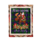 Personalized Gift Plaid Tartan Blanket Clan Shaw Modern With Moose Lover Xmas Gift Santa Riding Christmas Fleece Blanket