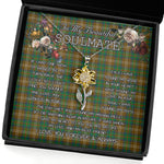To My Beautiful Soulmate Sunflower Necklace In Your Eyes I Have Found My Home Clan Chisholm Hunting Tartan Jewelry For Girlfriend, Tartan Sunflower Pendant Necklace, Scottish Tartan Jewelry, valentine necklace, necklace girlfriend, necklace for wife, cute necklaces for girlfriend, jewelry for girlfriend, to my soulmate necklace, to my future wife necklace