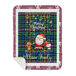 Personalized Gift Tartan Plaid Blanket Clan Allison With Funny Santa Snowman Reindeer Merry Christmas Gift Sherpa Blanket, blue plaid sherpa blanket,blue tartan sherpa blanket,Buchan,buffalo plaid sherpa blanket,christmas sherpa blanket,Christmas Throw Blanket