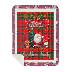 Personalized Gift Tartan Plaid Blanket Clan MacBean With Funny Santa Snowman Reindeer Merry Christmas Gift Sherpa Blanket, blue plaid sherpa blanket,blue tartan sherpa blanket,Buchan,buffalo plaid sherpa blanket,christmas sherpa blanket,Christmas Throw Blanket