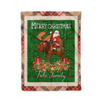Personalized Gift Plaid Tartan Blanket Clan Tribe of Mar With Moose Lover Xmas Gift Santa Riding Christmas Fleece Blanket