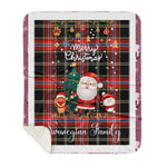 Personalized Gift Tartan Plaid Blanket Clan Norwegian With Funny Santa Snowman Reindeer Merry Christmas Gift Sherpa Blanket, blue plaid sherpa blanket,blue tartan sherpa blanket,Buchan,buffalo plaid sherpa blanket,christmas sherpa blanket,Christmas Throw Blanket