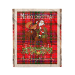 Personalized Gift Plaid Tartan Blanket Clan MacDougall Modern With Moose Lover Xmas Gift Santa Riding Christmas Fleece Blanket