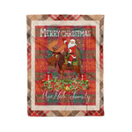 Personalized Gift Plaid Tartan Blanket Clan MacNab Ancient With Moose Lover Xmas Gift Santa Riding Christmas Fleece Blanket