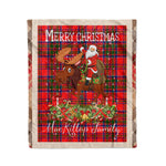 Personalized Gift Plaid Tartan Blanket Clan MacKillop With Moose Lover Xmas Gift Santa Riding Christmas Fleece Blanket