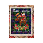 Personalized Gift Plaid Tartan Blanket Clan MacThomas Modern With Moose Lover Xmas Gift Santa Riding Christmas Fleece Blanket