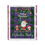Personalized Gift Tartan Plaid Blanket Clan Elphinstone With Funny Santa Snowman Reindeer Merry Christmas Fleece Blanket, Home Living Room, Plaid Blanket, Tartan Blanket, Scottish Blanket, Buffalo fleece blanket, Christmas Blanket