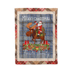 Personalized Gift Plaid Tartan Blanket Clan Tweedie With Moose Lover Xmas Gift Santa Riding Christmas Fleece Blanket