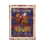 Personalized Gift Plaid Tartan Blanket Clan Chisholm Hunting Modern With Moose Lover Xmas Gift Santa Riding Christmas Fleece Blanket