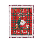 Personalized Gift Tartan Plaid Blanket Clan Glas Red With Funny Santa Snowman Reindeer Merry Christmas Fleece Blanket, Christmas Blanket, Plaid Blanket, Tartan Blanket,Scottish Blanket