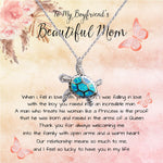 To My Boyfriend's Beautiful Mom Necklace - The Boy You Raised Into An Incredible Man - Necklace Gift For Boyfriend's Mom, Mother's Day  Sea Turtle Necklace