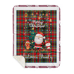 Personalized Gift Tartan Plaid Blanket Clan Anderson Of Arbrake With Funny Santa Snowman Reindeer Merry Christmas Gift Sherpa Blanket, blue plaid sherpa blanket,blue tartan sherpa blanket,Buchan,buffalo plaid sherpa blanket,christmas sherpa blanket,Christmas Throw Blanket
