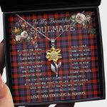 To My Beautiful Soulmate Sunflower Necklace In Your Eyes I Have Found My Home Clan Broun Modern Tartan Jewelry For Girlfriend