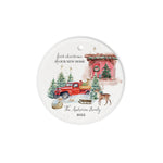 Scotstee Shop - Personalize Name Family New Home The Holidays Christmas Vintage Red Truck Christmas Gift Ceramic Ornament
