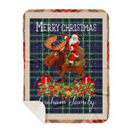 Personalized Gift Plaid Tartan Blanket Clan Graham Of Montrose Modern With Moose Lover Xmas Gift Santa Riding Buffalo Plaid Christmas Sherpa Blanket