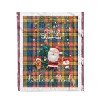 Personalized Gift Tartan Plaid Blanket Clan Buchanan Ancient With Funny Santa Snowman Reindeer Merry Christmas Fleece Blanket, Home Living Room, Plaid Blanket, Tartan Blanket, Scottish Blanket, Buffalo fleece blanket, Christmas Blanket