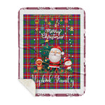 Personalized Gift Tartan Plaid Blanket Clan Hopkirk With Funny Santa Snowman Reindeer Merry Christmas Gift Sherpa Blanket, blue plaid sherpa blanket,blue tartan sherpa blanket,Buchan,buffalo plaid sherpa blanket,christmas sherpa blanket,Christmas Throw Blanket