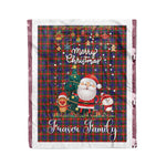Personalized Gift Tartan Plaid Blanket Clan Fraser of Lovat With Funny Santa Snowman Reindeer Merry Christmas Fleece Blanket, Christmas Blanket, Plaid Blanket, Tartan Blanket,Scottish Blanket