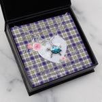 Sea Turtle Necklace Gift for My Beautiful Girlfriend Valentines Necklace Clan Livingstone Dress Tartan Blue Turtle Necklace