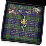 To My Beautiful Soulmate Sunflower Necklace In Your Eyes I Have Found My Home Clan Newman Tartan Jewelry For Girlfriend, Tartan Sunflower Pendant Necklace, Scottish Tartan Jewelry, valentine necklace, necklace girlfriend, necklace for wife, cute necklaces for girlfriend, jewelry for girlfriend, to my soulmate necklace, to my future wife necklace