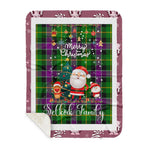Personalized Gift Tartan Plaid Blanket Clan Selkirk With Funny Santa Snowman Reindeer Merry Christmas Gift Sherpa Blanket, blue plaid sherpa blanket,blue tartan sherpa blanket,Buchan,buffalo plaid sherpa blanket,christmas sherpa blanket,Christmas Throw Blanket