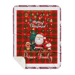 Personalized Gift Tartan Plaid Blanket Clan Prince of Rothesay With Funny Santa Snowman Reindeer Merry Christmas Gift Sherpa Blanket, blue plaid sherpa blanket,blue tartan sherpa blanket,Buchan,buffalo plaid sherpa blanket,christmas sherpa blanket,Christmas Throw Blanket-Recovered
