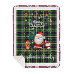 Personalized Gift Tartan Plaid Blanket Clan Farquharson With Funny Santa Snowman Reindeer Merry Christmas Gift Sherpa Blanket, blue plaid sherpa blanket,blue tartan sherpa blanket,Buchan,buffalo plaid sherpa blanket,christmas sherpa blanket,Christmas Throw Blanket