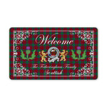 Doormat - Welcome Mat Scottish Clan Badge Fotheringham Tartan Door Mat, Plaid Doormat With Thistle and Two Lion Scottish