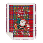 Personalized Gift Tartan Plaid Blanket Clan Shaw With Funny Santa Snowman Reindeer Merry Christmas Gift Sherpa Blanket, blue plaid sherpa blanket,blue tartan sherpa blanket,Buchan,buffalo plaid sherpa blanket,christmas sherpa blanket,Christmas Throw Blanket