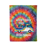 Scotstee Shop - Scotstee Shop Blanket Funny Hippie Gift - Stay Trippy Little Hippie Bright Swirl Tie Dye Cornhole Hippie Fleece Blanket
