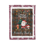 Personalized Gift Tartan Plaid Blanket Clan Kennedy Weathered With Funny Santa Snowman Reindeer Merry Christmas Fleece Blanket, Home Living Room, Plaid Blanket, Tartan Blanket, Scottish Blanket, Buffalo fleece blanket, Christmas Blanket