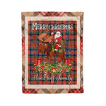 Personalized Gift Plaid Tartan Blanket Clan MacDuff Ancient With Moose Lover Xmas Gift Santa Riding Christmas Fleece Blanket