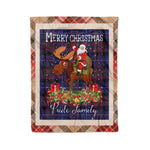 Personalized Gift Plaid Tartan Blanket Clan Pride Of Scotland With Moose Lover Xmas Gift Santa Riding Christmas Fleece Blanket
