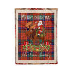 Personalized Gift Plaid Tartan Blanket Clan Nicolson Ancient With Moose Lover Xmas Gift Santa Riding Christmas Fleece Blanket