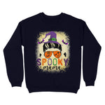 Standard Crew Neck Sweatshirt - Spooky Mama Messy Skull mom leopard witch Halloween - Scotstee Shop