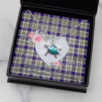 Sea Turtle Necklace Gift for My Beautiful Girlfriend Valentines Necklace Clan Livingstone Dress Tartan Blue Turtle Necklace