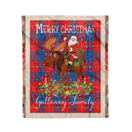 Personalized Gift Plaid Tartan Blanket Clan Galloway With Moose Lover Xmas Gift Santa Riding Christmas Fleece Blanket
