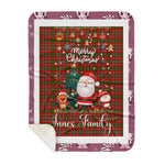 Personalized Gift Tartan Plaid Blanket Clan Innes Modern With Funny Santa Snowman Reindeer Merry Christmas Gift Sherpa Blanket, blue plaid sherpa blanket,blue tartan sherpa blanket,Buchan,buffalo plaid sherpa blanket,christmas sherpa blanket,Christmas Throw Blanket