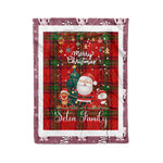 Personalized Gift Tartan Plaid Blanket Clan Seton With Funny Santa Snowman Reindeer Merry Christmas Fleece Blanket, Home Living Room, Plaid Blanket, Tartan Blanket, Scottish Blanket, Buffalo fleece blanket, Christmas Blanket