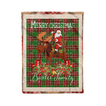 Personalized Gift Plaid Tartan Blanket Clan Baxter Modern With Moose Lover Xmas Gift Santa Riding Christmas Fleece Blanket