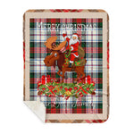 Personalized Gift Plaid Tartan Blanket Clan MacDuff Dress Modern With Moose Lover Xmas Gift Santa Riding Buffalo Plaid Christmas Sherpa Blanket