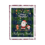 Personalized Gift Tartan Plaid Blanket Clan Montgomery Ancient With Funny Santa Snowman Reindeer Merry Christmas Fleece Blanket, Home Living Room, Plaid Blanket, Tartan Blanket, Scottish Blanket, Buffalo fleece blanket, Christmas Blanket