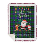 Personalized Gift Tartan Plaid Blanket Clan Ferguson of Balquhidder With Funny Santa Snowman Reindeer Merry Christmas Gift Sherpa Blanket, blue plaid sherpa blanket,blue tartan sherpa blanket,Buchan,buffalo plaid sherpa blanket,christmas sherpa blanket,Christmas Throw Blanket