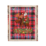 Personalized Gift Plaid Tartan Blanket Clan Pitblado With Moose Lover Xmas Gift Santa Riding Christmas Fleece Blanket