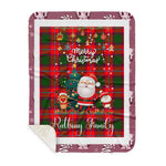 Personalized Gift Tartan Plaid Blanket Clan Rattray With Funny Santa Snowman Reindeer Merry Christmas Gift Sherpa Blanket, blue plaid sherpa blanket,blue tartan sherpa blanket,Buchan,buffalo plaid sherpa blanket,christmas sherpa blanket,Christmas Throw Blanket