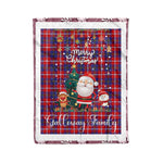 Personalized Gift Tartan Plaid Blanket Clan Galloway Red With Funny Santa Snowman Reindeer Merry Christmas Fleece Blanket, Christmas Blanket, Plaid Blanket, Tartan Blanket,Scottish Blanket
