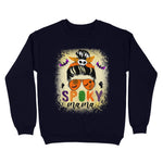 Standard Crew Neck Sweatshirt - Spooky Mama Messy Skull mom scary leopard witch Halloween - Scotstee Shop