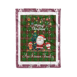 Personalized Gift Tartan Plaid Blanket Clan MacKinnon Hunting Modern With Funny Santa Snowman Reindeer Merry Christmas Fleece Blanket, Home Living Room, Plaid Blanket, Tartan Blanket, Scottish Blanket, Buffalo fleece blanket, Christmas Blanket